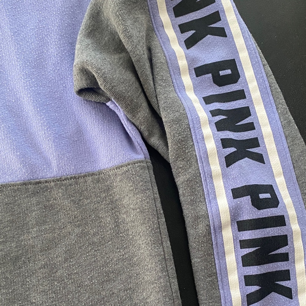 PINK Victoria's Secret Purple and Gray Zip-Up Sweater - Picture 3 of 4